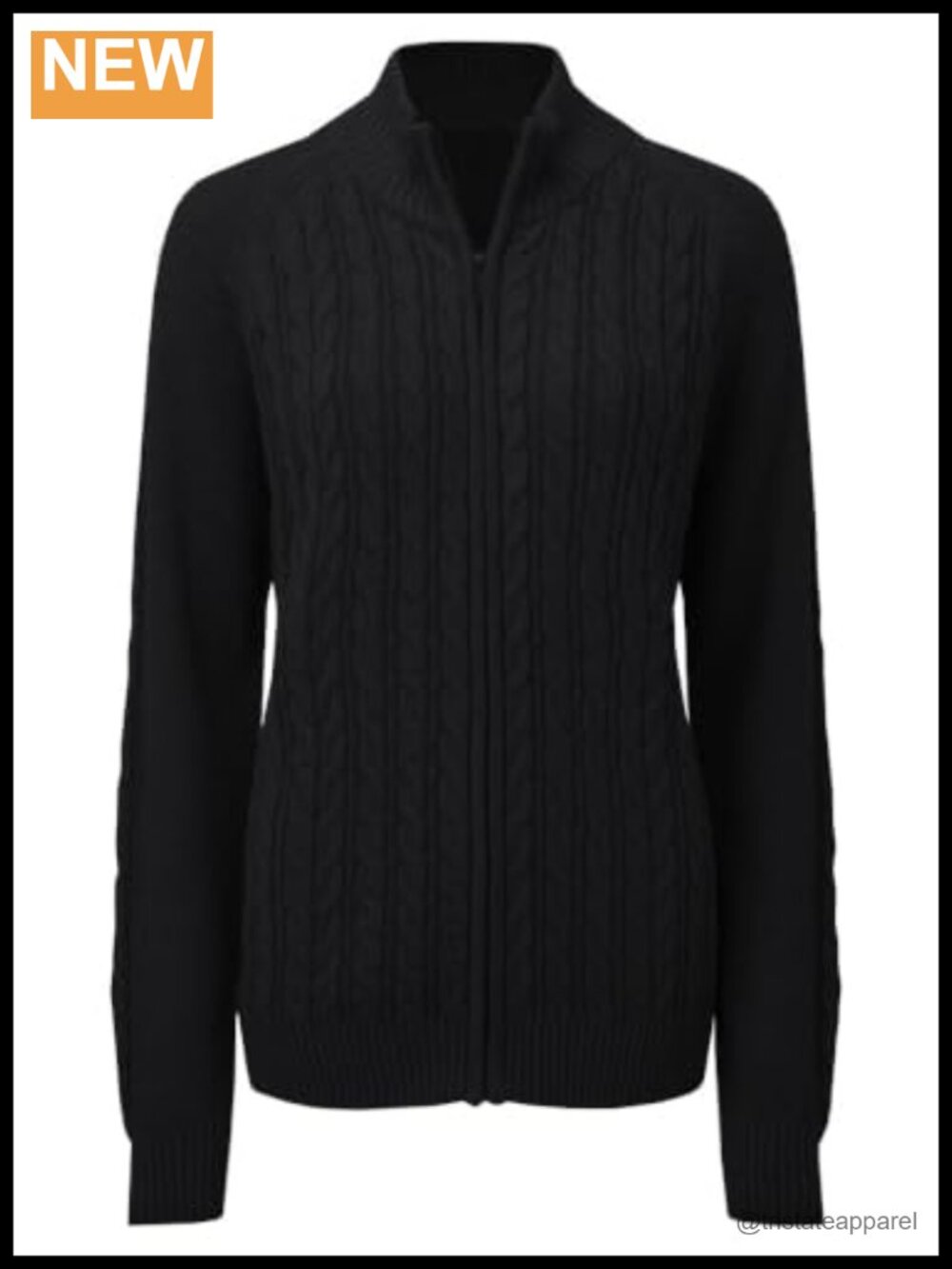 Zip Up Cable Knit Cardigan Sweater 60% Cotton 40% Acrylic Long Sleeve